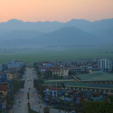 View of the Muong Thanh Valley from D1 Hill in Dien Bien Phu Vietnam