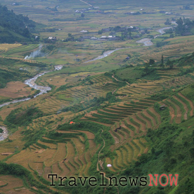 A bird eye's view of the rice terraces at Tu Le - Cao Pha Valley