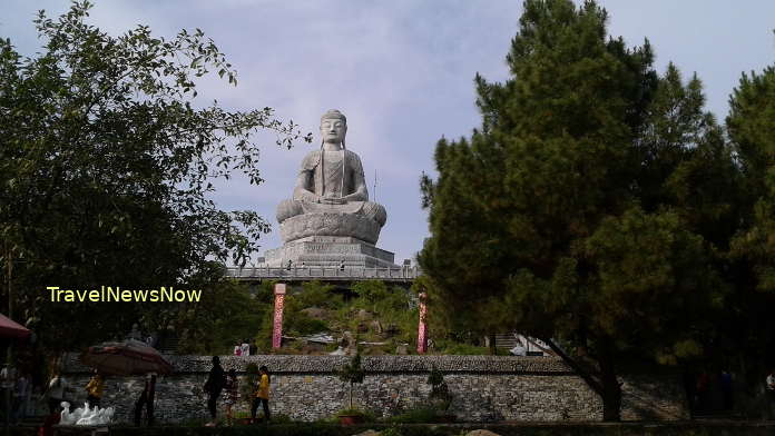 A giant statue of the Buddha on the Phat Tich Mountain