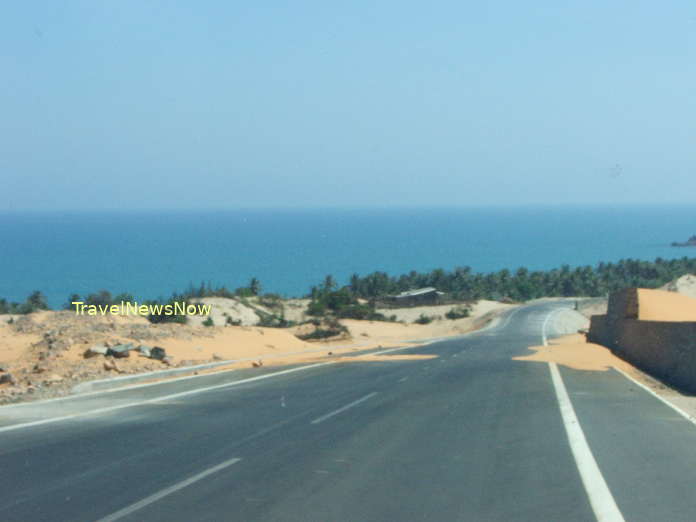 The beautiful ocean front road at Hon Rom Sea, Phan Thiet, Binh Thuan, Vietnam