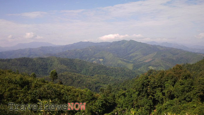 Scenic mountains in Cao Bang Province on a wonderful day