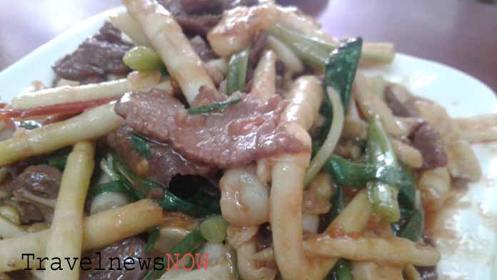 Stir-fried buffalo meat and bamboo shoots