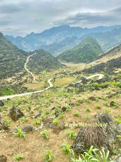 Stunning limestone mountains at Quan Ba District in Ha Giang Province