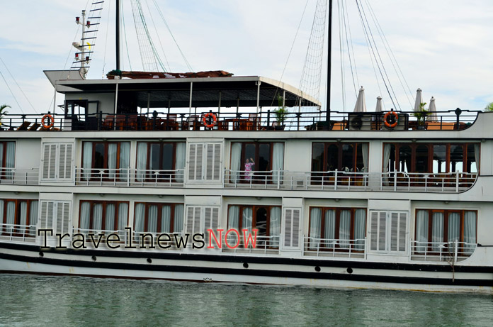 A luxury cruise boat on Halong Bay, Vietnam