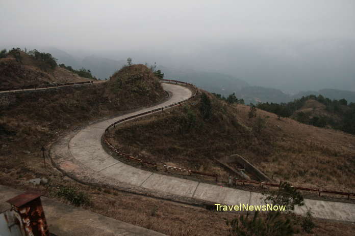 A windy road on height altitudes of the Mau Son Mountain in Loc Binh District, Lang Son Province