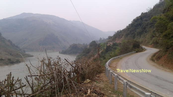 A wonderful road by the side of the Da River at Bac Yen Son La Vietnam