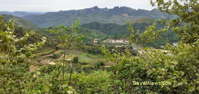 A breathtaking view of the mountains and villages at Bac Yen Son La Vietnam