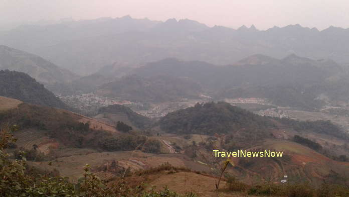 A panoramic view of Bac Yen Township from the road to the Ta Xua Nature Reserve in Bac Yen Son La