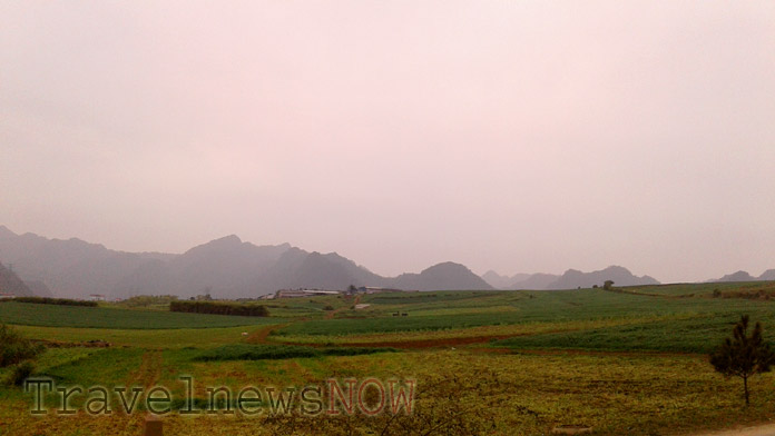 Green pasture on the Moc Chau Plateau in Son La Province Vietnam