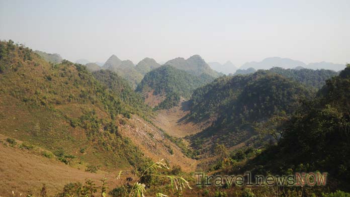 The Pha Din Pass between Son La and Dien Bien in February sunshine