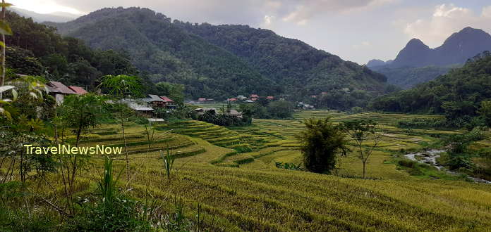 Lovely rice fields and mountains at the Pu Luong Nature Reserve in Thanh Hoa Province