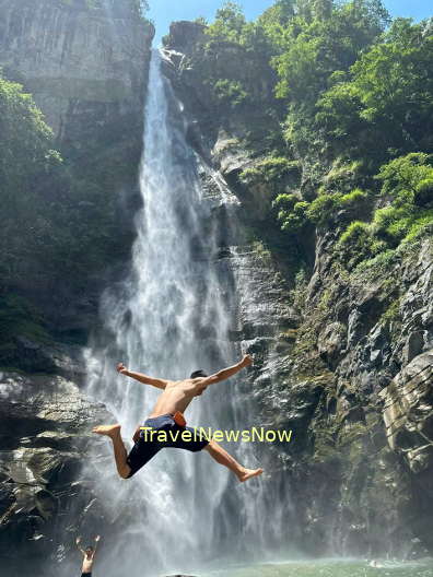 The Hang Te Cho Waterfall in Tram Tau Yen Bai Vietnam