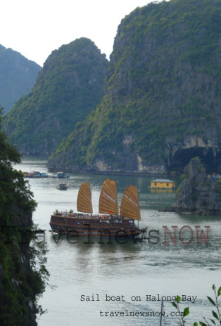 Sail boat at Bo Nau Cave, Halong Bay