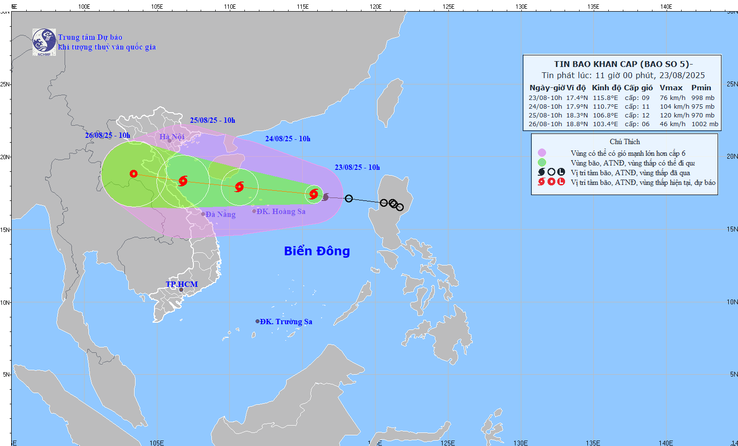 Typhoon No. 5 (Kajiki) in the East Sea in 2025