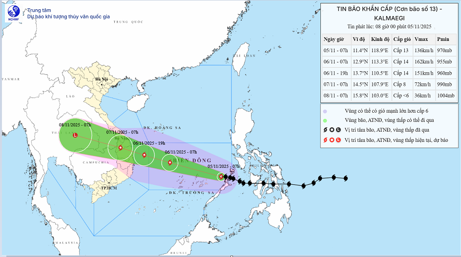 Typhoon Kalmaegi, No. 13 in the East Sea in 2025