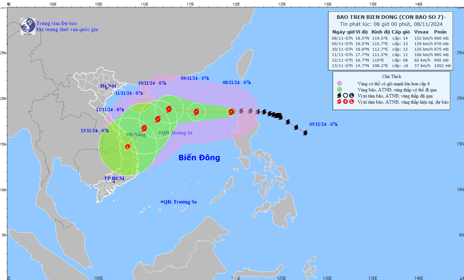 Typhoon Yinxing, No. 7 Typhoon in East Vietnam Sea in 2024