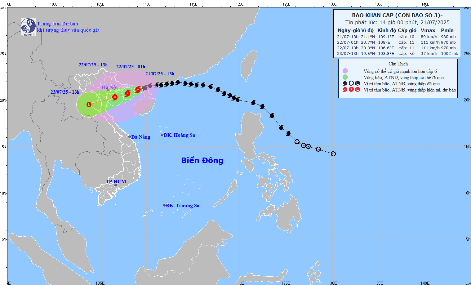 Typhoon No. 03 (Wipha) in the East Sea (Vietnam) in 2025